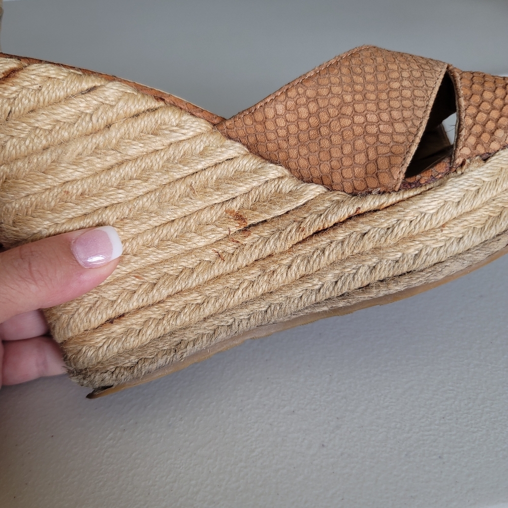 Jimmy Choo Tan Leather Wedge Slides Sandals Size 39 Made in Italy - Picture 12 of 12